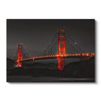 Yatay Kanvas Tablo Golden Gate Köprüsü Gece Aydınlatması Şehir Mimari Tablo Ev Ofis Duvar Dekoru