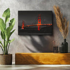 Yatay Kanvas Tablo Golden Gate Köprüsü Gece Aydınlatması Şehir Mimari Tablo Ev Ofis Duvar Dekoru