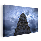 Yatay Kanvas Tablo Pisa Kulesi Dramatik Bulutlar Şehir Mimari Tablo Ev Ofis Duvar Dekoru