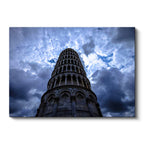 Yatay Kanvas Tablo Pisa Kulesi Dramatik Bulutlar Şehir Mimari Tablo Ev Ofis Duvar Dekoru