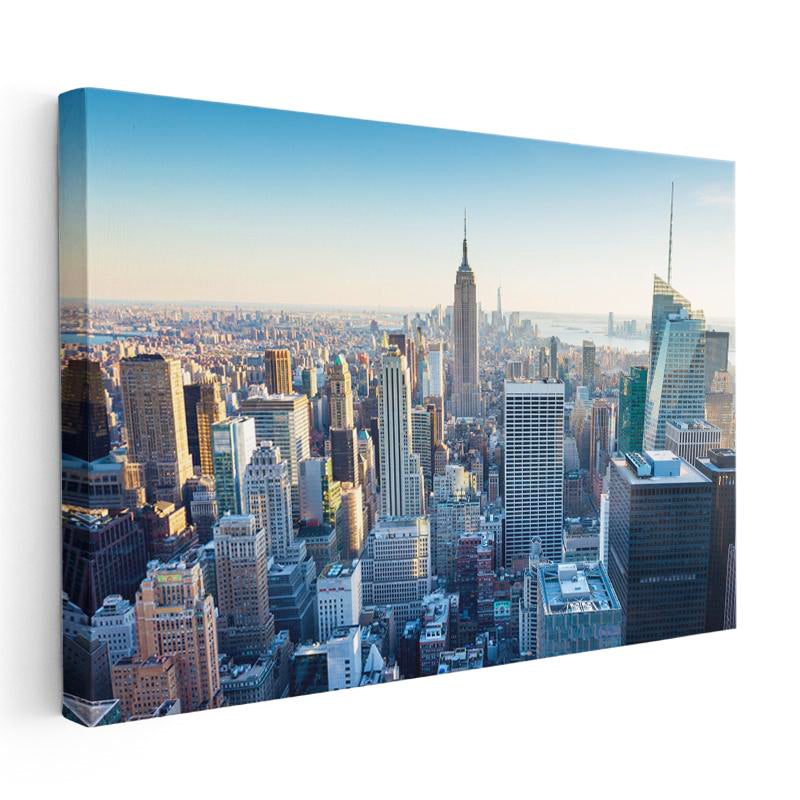 Yatay Kanvas Tablo New York Empire State ve Binalar Şehir Mimari Tablo Ev Ofis Duvar Dekoru