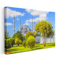 Yatay Kanvas Tablo Sultanahmet Camii Yeşillik ve Havuz Şehir Mimari Tablo Ev Ofis Duvar Dekoru