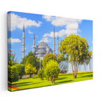 Yatay Kanvas Tablo Sultanahmet Camii Yeşillik ve Havuz Şehir Mimari Tablo Ev Ofis Duvar Dekoru