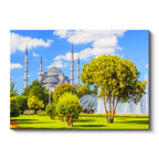 Yatay Kanvas Tablo Sultanahmet Camii Yeşillik ve Havuz Şehir Mimari Tablo Ev Ofis Duvar Dekoru