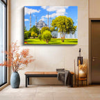 Yatay Kanvas Tablo Sultanahmet Camii Yeşillik ve Havuz Şehir Mimari Tablo Ev Ofis Duvar Dekoru