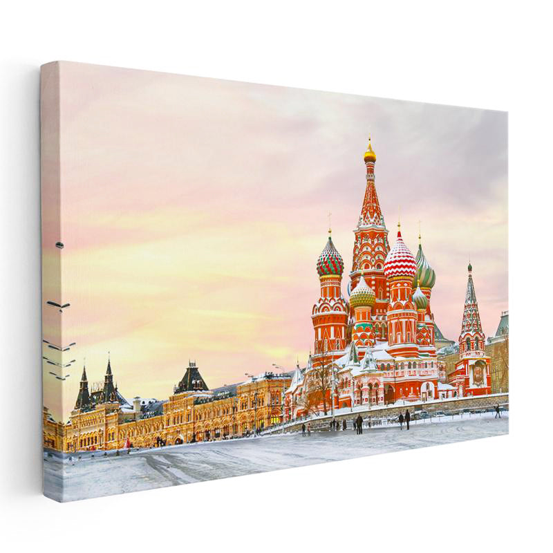 Yatay Kanvas Tablo Moskova Aziz Basil Katedrali Şehir Mimari Tablo Ev Ofis Duvar Dekoru