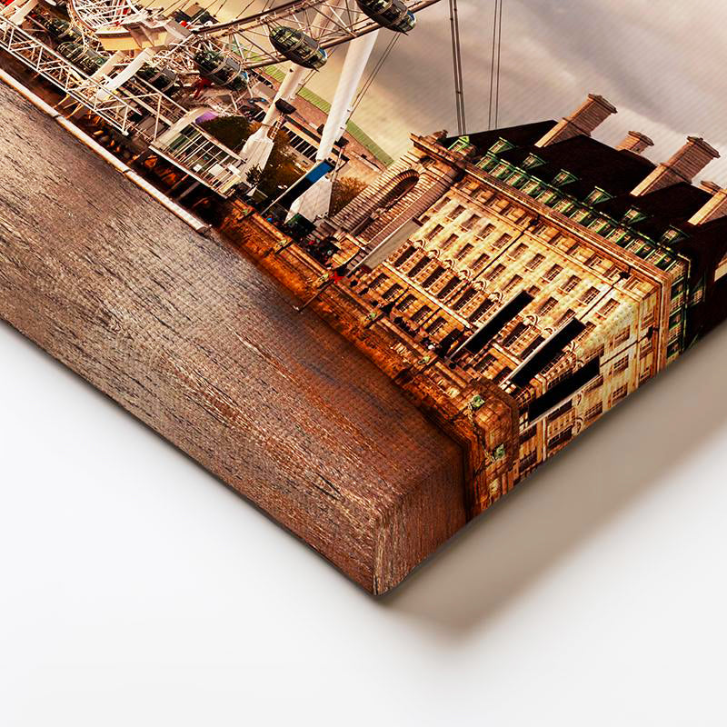 Yatay Kanvas Tablo Londra London Eye Dönme Dolap Şehir Mimari Tablo Ev Ofis Duvar Dekoru