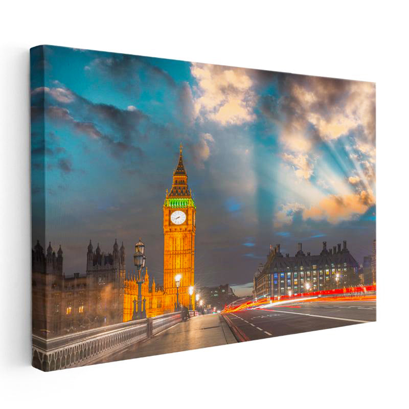 Yatay Kanvas Tablo Londra Big Ben Saat Kulesi Şehir Mimari Tablo Ev Ofis Duvar Dekoru