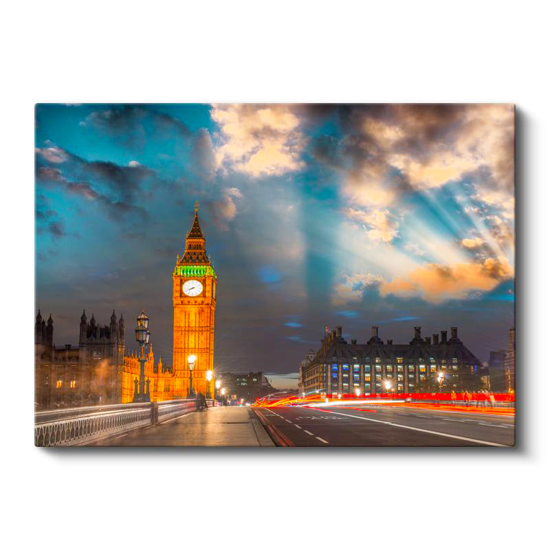 Yatay Kanvas Tablo Londra Big Ben Saat Kulesi Şehir Mimari Tablo Ev Ofis Duvar Dekoru