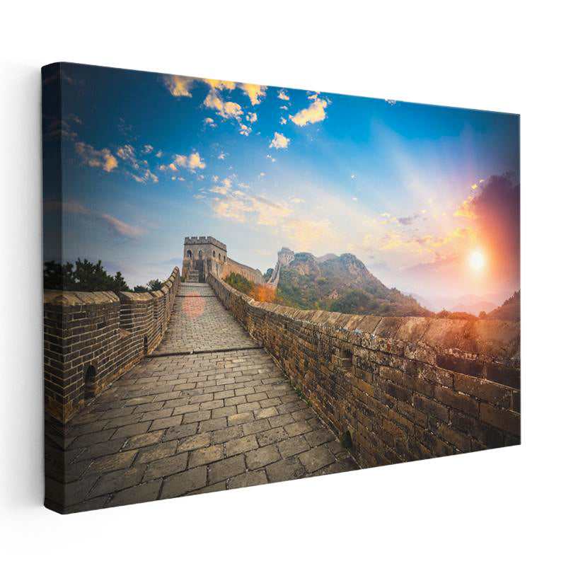 Yatay Kanvas Tablo Çin Seddi Dağ Manzarası Şehir Mimari Tablo Ev Ofis Duvar Dekoru