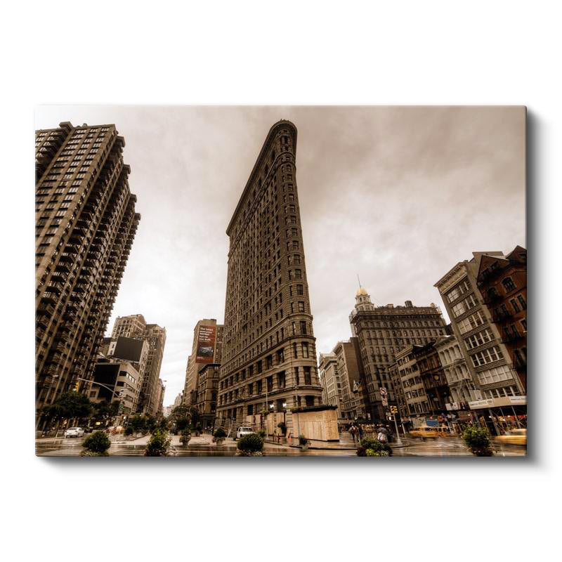 Yatay Kanvas Tablo New York Flatiron Binası Şehir Mimari Tablo Ev Ofis Duvar Dekoru