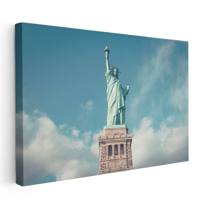 Yatay Kanvas Tablo New York Özgürlük Anıtı Şehir Mimari Tablo Ev Ofis Duvar Dekoru