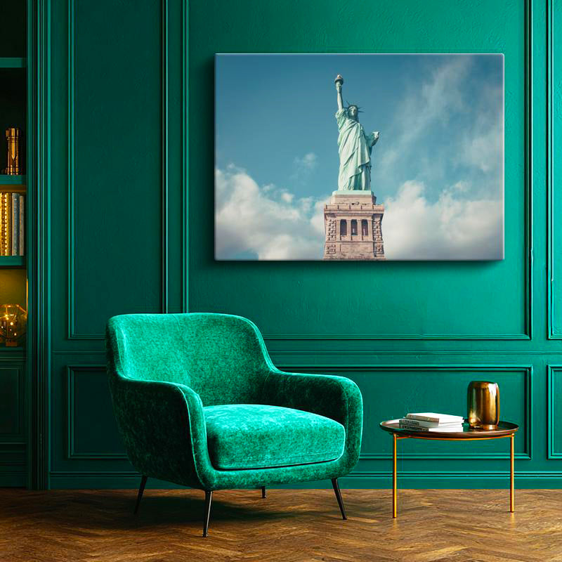 Yatay Kanvas Tablo New York Özgürlük Anıtı Şehir Mimari Tablo Ev Ofis Duvar Dekoru