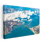 Yatay Kanvas Tablo Golden Gate Köprüsü Bulutlar Şehir Mimari Tablo Ev Ofis Duvar Dekoru