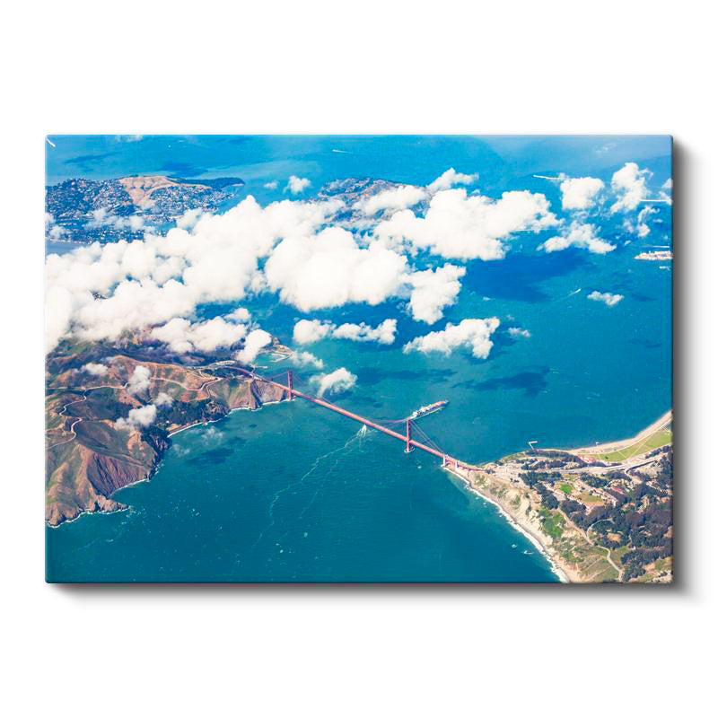Yatay Kanvas Tablo Golden Gate Köprüsü Bulutlar Şehir Mimari Tablo Ev Ofis Duvar Dekoru