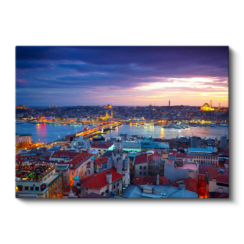 Yatay Kanvas Tablo İstanbul Eminönü Galata Köprüsü Şehir Mimari Tablo Ev Ofis Duvar Dekoru