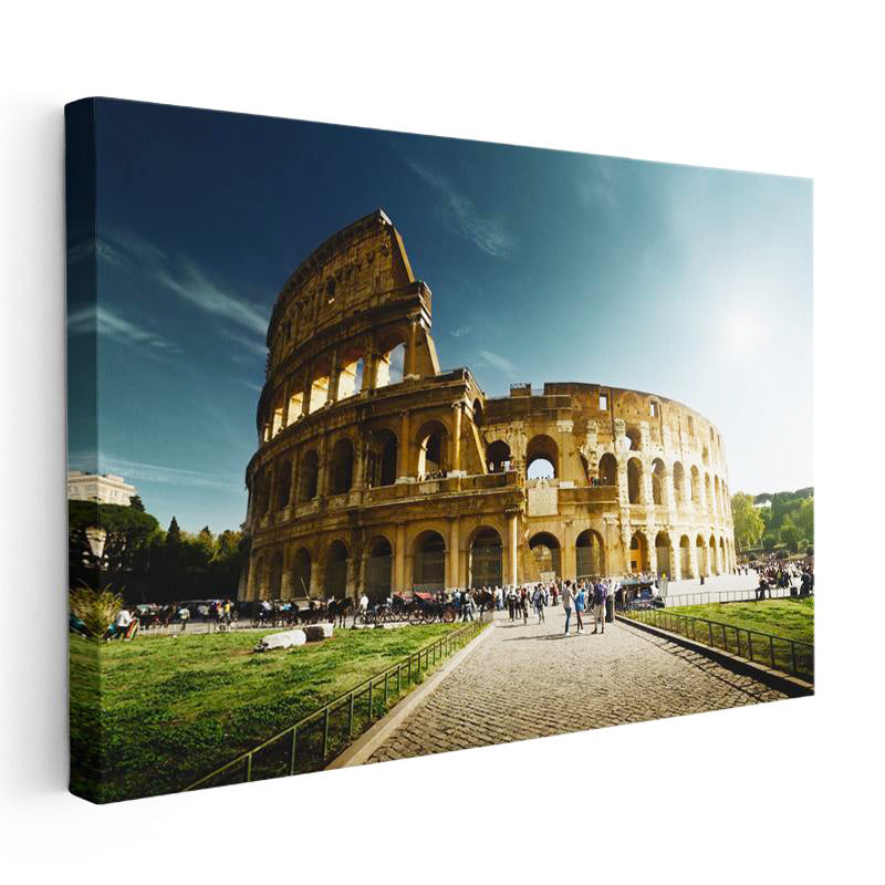 Yatay Kanvas Tablo Roma Kolezyum Tarihi Yapı Gündüz Şehir Mimari Tablo Ev Ofis Duvar Dekoru