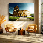 Yatay Kanvas Tablo Roma Kolezyum Tarihi Yapı Gündüz Şehir Mimari Tablo Ev Ofis Duvar Dekoru