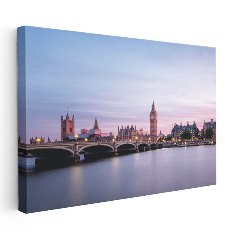 Yatay Kanvas Tablo Londra Westminster Sarayı ve Köprü Şehir Mimari Tablo Ev Ofis Duvar Dekoru