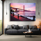 Yatay Kanvas Tablo Golden Gate Köprüsü Kıyı Zincirleri Şehir Mimari Tablo Ev Ofis Duvar Dekoru