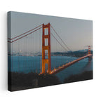 Yatay Kanvas Tablo Golden Gate Köprüsü Alacakaranlık Şehir Mimari Tablo Ev Ofis Duvar Dekoru