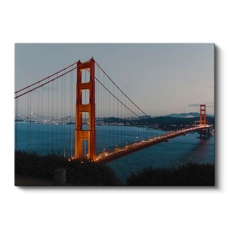 Yatay Kanvas Tablo Golden Gate Köprüsü Alacakaranlık Şehir Mimari Tablo Ev Ofis Duvar Dekoru