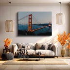 Yatay Kanvas Tablo Golden Gate Köprüsü Alacakaranlık Şehir Mimari Tablo Ev Ofis Duvar Dekoru
