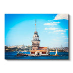 Yatay Kanvas Tablo İstanbul Kız Kulesi ve Boğaz Şehir Mimari Tablo Ev Ofis Duvar Dekoru