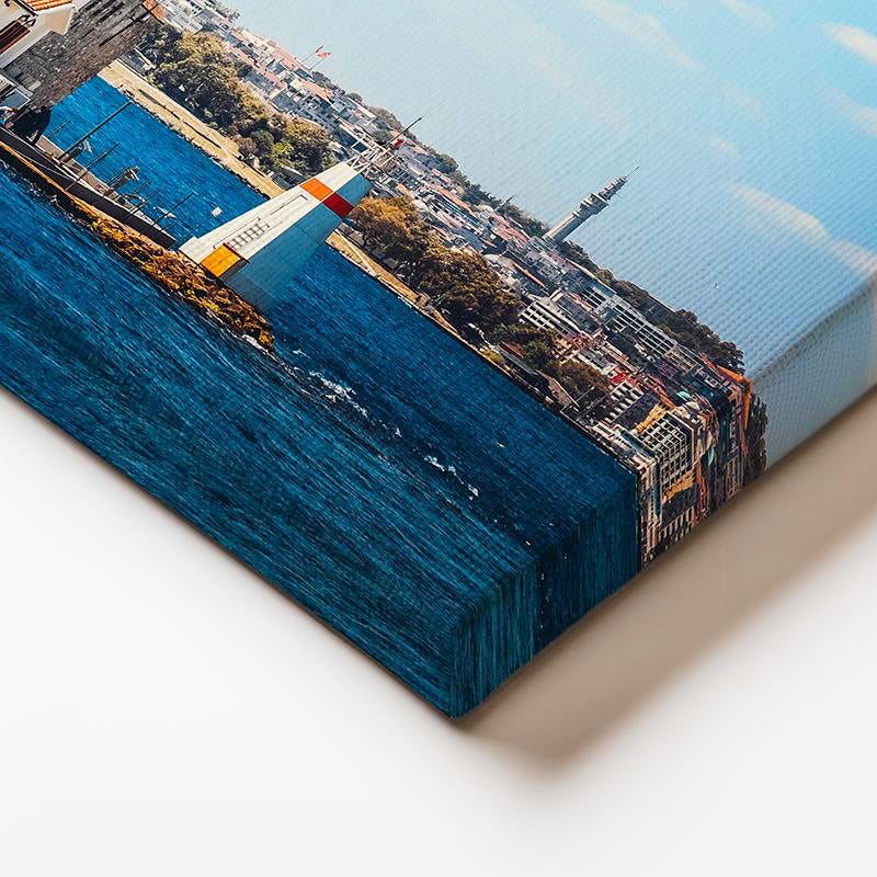 Yatay Kanvas Tablo İstanbul Kız Kulesi ve Boğaz Şehir Mimari Tablo Ev Ofis Duvar Dekoru