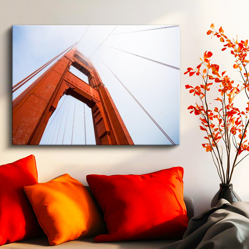 Yatay Kanvas Tablo Golden Gate Köprüsü Kızıl Kule Şehir Mimari Tablo Ev Ofis Duvar Dekoru