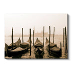 Yatay Kanvas Tablo Venedik Gondolları ve Sisli Kanal Şehir Mimari Tablo Ev Ofis Duvar Dekoru