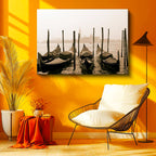 Yatay Kanvas Tablo Venedik Gondolları ve Sisli Kanal Şehir Mimari Tablo Ev Ofis Duvar Dekoru