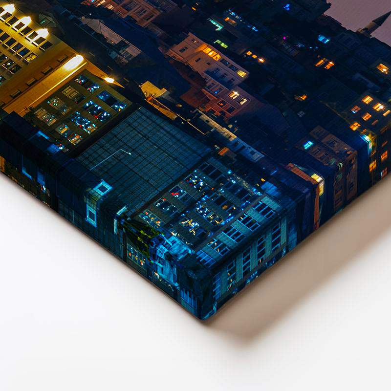 Yatay Kanvas Tablo Galata Kulesi Gece Şehir Işıltısı Şehir Mimari Tablo Ev Ofis Duvar Dekoru