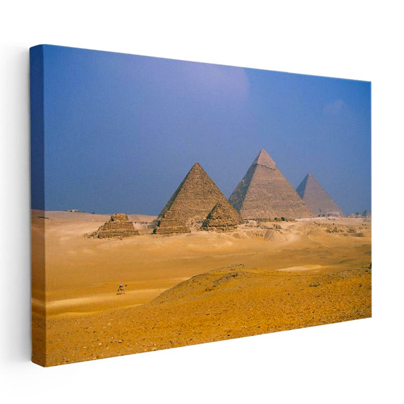 Yatay Kanvas Tablo Büyük Giza Piramitleri ve Çöl Manzarası Şehir Mimari Tablo Ev Ofis Duvar Dekoru