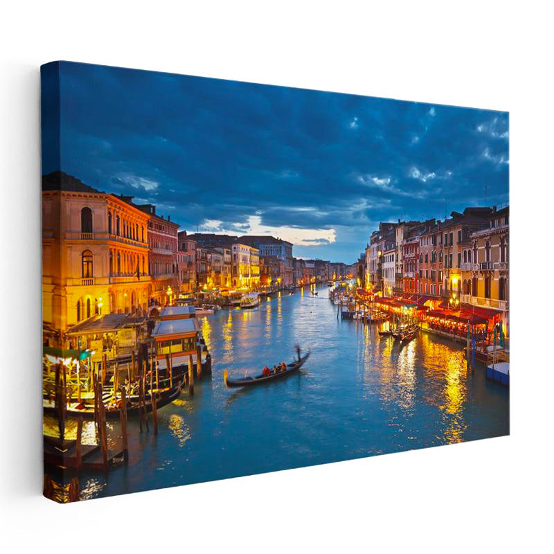 Yatay Kanvas Tablo Venedik Kanalı ve Sandallar Şehir Mimari Tablo Ev Ofis Duvar Dekoru