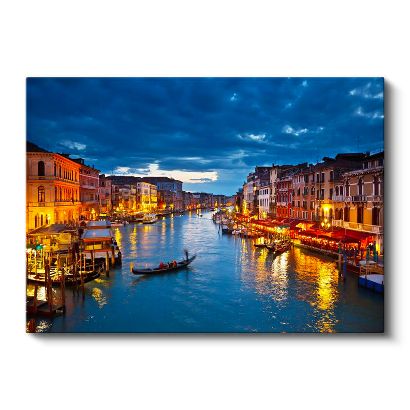 Yatay Kanvas Tablo Venedik Kanalı ve Sandallar Şehir Mimari Tablo Ev Ofis Duvar Dekoru