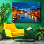 Yatay Kanvas Tablo Venedik Kanalı ve Sandallar Şehir Mimari Tablo Ev Ofis Duvar Dekoru