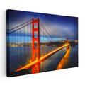 Yatay Kanvas Tablo Golden Gate Köprüsü Gece Trafiği Şehir Mimari Tablo Ev Ofis Duvar Dekoru