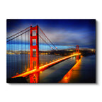 Yatay Kanvas Tablo Golden Gate Köprüsü Gece Trafiği Şehir Mimari Tablo Ev Ofis Duvar Dekoru