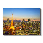 Yatay Kanvas Tablo Tokyo Kulesi ve Gökdelenler Şehir Mimari Tablo Ev Ofis Duvar Dekoru