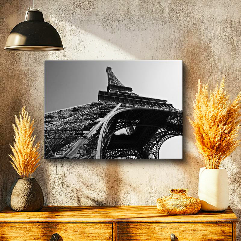 Yatay Kanvas Tablo Eyfel Kulesi Çelik Mimari Detay Şehir Mimari Tablo Ev Ofis Duvar Dekoru