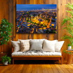 Yatay Kanvas Tablo Süleymaniye Camii Işıklandırılmış Avlu Şehir Mimari Tablo Ev Ofis Duvar Dekoru