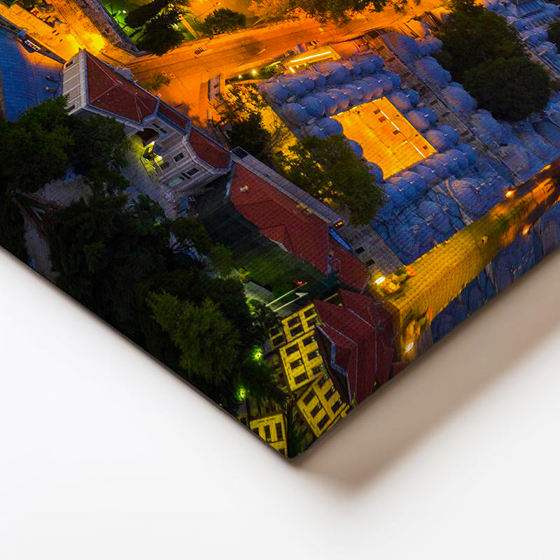 Yatay Kanvas Tablo Süleymaniye Camii Işıklandırılmış Avlu Şehir Mimari Tablo Ev Ofis Duvar Dekoru