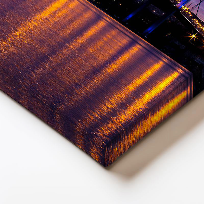 Yatay Kanvas Tablo İstanbul Köprüsü Mor Gökyüzü ve Yansıma Şehir Mimari Tablo Ev Ofis Duvar Dekoru