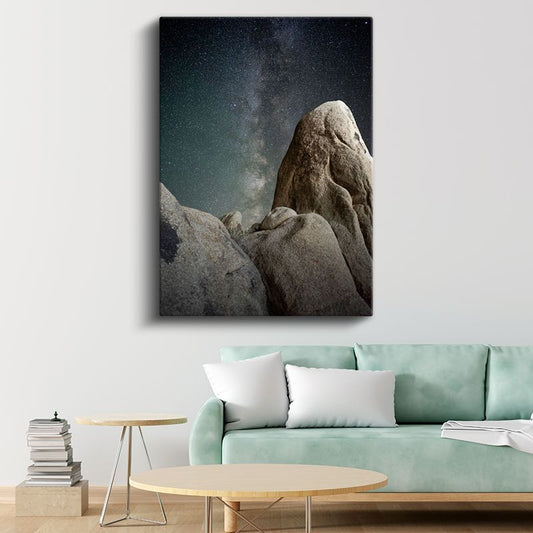 Samanyolu - Kayalıklar Üzerinde Yıldızlı Gece Kanvas Tablo