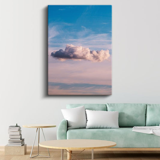 Yalnız Bulut - Pastel Gökyüzü Manzarası Kanvas Tablo
