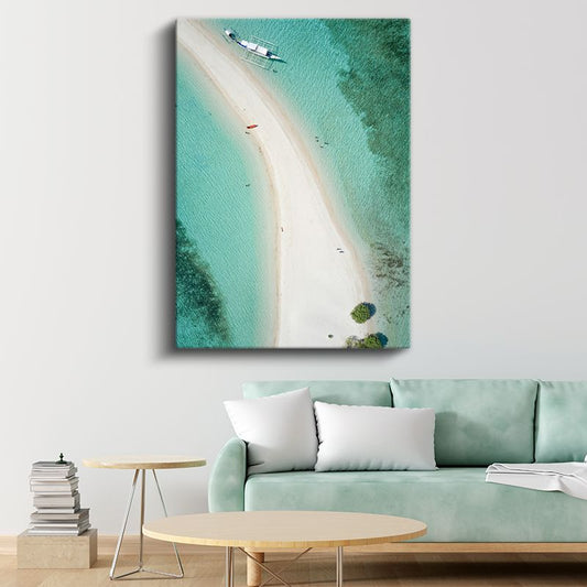 Tropik Cennet - Turkuaz Sularla Çevrili Kumsal Kanvas Tablo