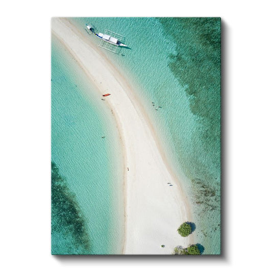 Tropik Cennet - Turkuaz Sularla Çevrili Kumsal Kanvas Tablo