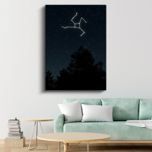 Yıldız Haritası - Gece Gökyüzünde Parlayan Takımyıldız Kanvas Tablo