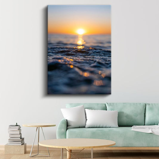 Altın Gün Batımı - Deniz Üzerinde Işıldayan Güneş Kanvas Tablo